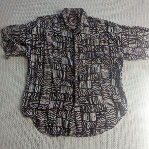 VTG Abstract Pattern Shirt Button Up Limited Express Women's XL Short Sleeve